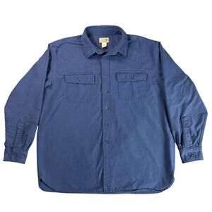 Vintage L.L.Bean Chamois Cloth Shirt XL Blue Button Up Heavy Cotton Work Outdoor